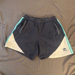 Adidas Men's Black and Cream Athletic Shorts